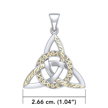 Braided Celtic Triquetra Silver and 18k Gold Accent Pendant MPD1814 - Jewelry